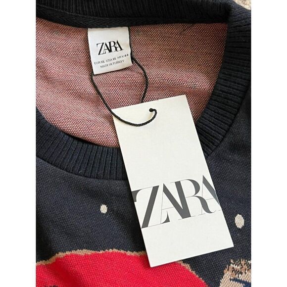 Zara Mens Ski Sweater XL Knit Navy Blue Polka Dot Streetwear 4087/401 NWT - Picture 5 of 12